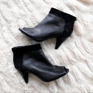Alfani Peep Toe Leather Heeled Ankle Booties